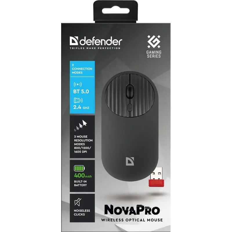 Мышь беспроводная Defender NovaPro MM-316 чрн,2.4G+BT,4кн,1600dpi,400мАч