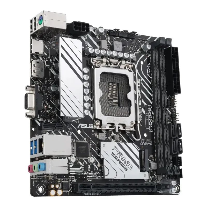 Материнская плата ASUS PRIME H610I-PLUS-CSM, LGA1700, B610, 2*DDR5, 4*SATA, 1*M.2, 2*USB 3.2, 2*USB 2.0, 1*PCIx16, HDMI+DP+VGA, mITX; 90MB1GB0-M0EAYC