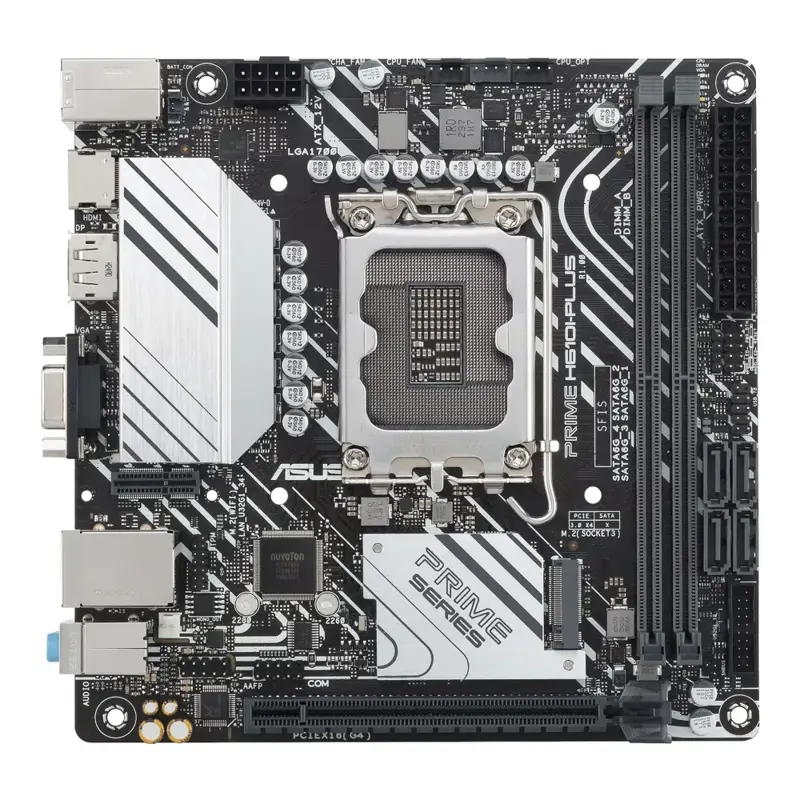 Материнская плата ASUS PRIME H610I-PLUS-CSM, LGA1700, B610, 2*DDR5, 4*SATA, 1*M.2, 2*USB 3.2, 2*USB 2.0, 1*PCIx16, HDMI+DP+VGA, mITX; 90MB1GB0-M0EAYC