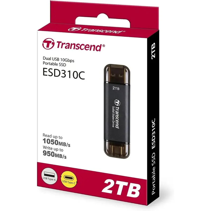 Внешний накопитель SSD Transcend ESD310C, 2TB, USB 3.2, чёрный