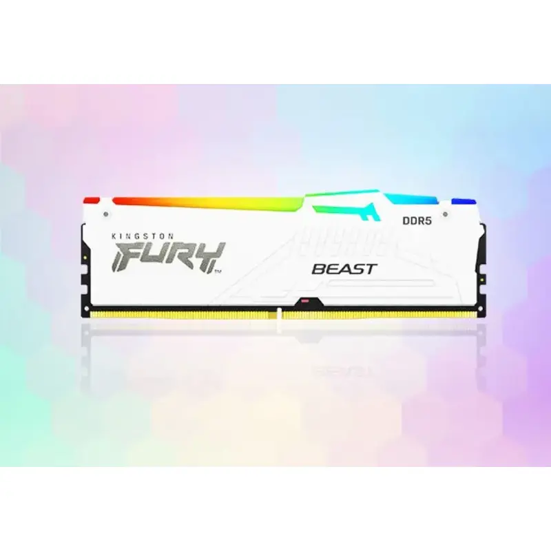 Оперативная память Kingston 16GB 6000MT/s DDR5 CL40 DIMM FURY Beast White RGB XMP