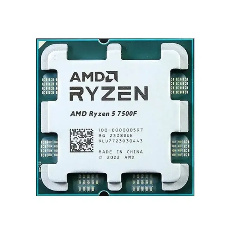 Процессор CPU AMD Ryzen 5 7500F, 6/12, 3.7-5.GHz, 384KB/6MB/32MB, AM5, 65W, OEM, 1 year