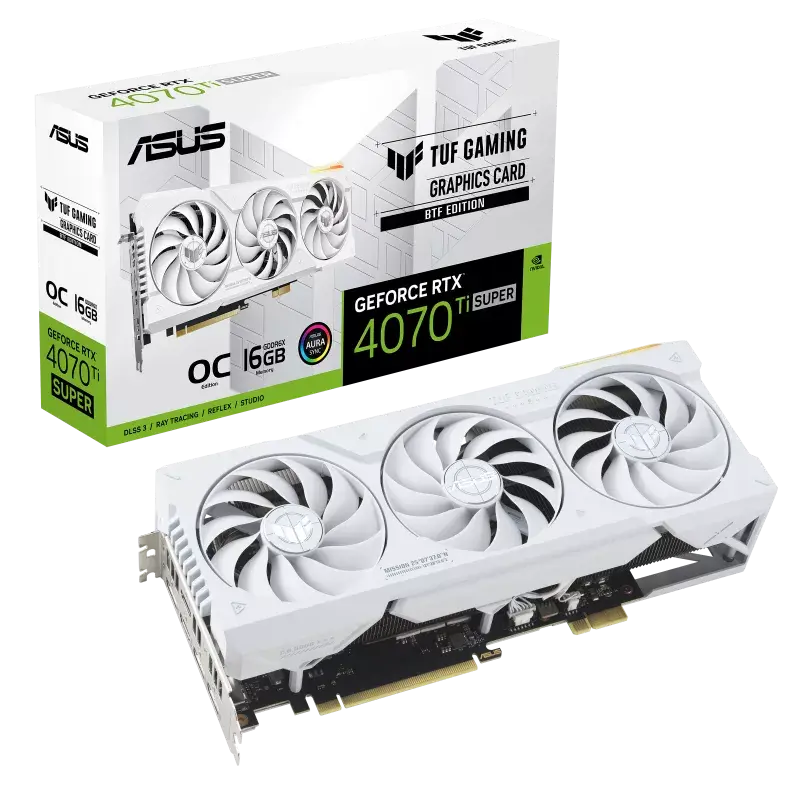 Видеокарта ASUS TUF Gaming GeForce RTX 4070 Ti SUPER BTF White OC Edition 16GB GDDR6X