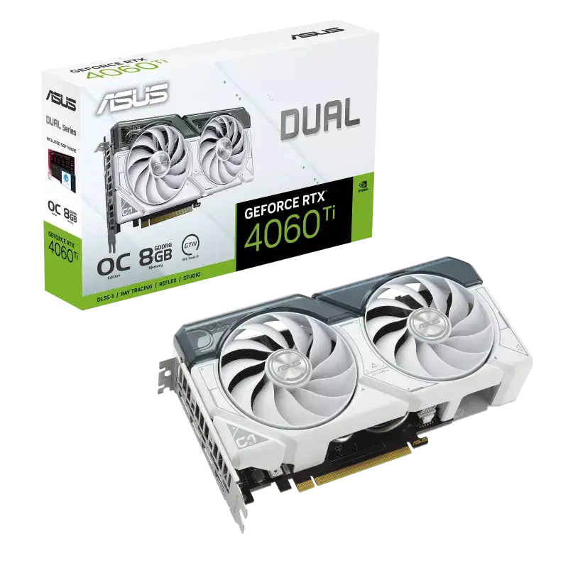 Видеокарта ASUS Dual GeForce RTX 4060 Ti White OC Edition 8GB GDDR6