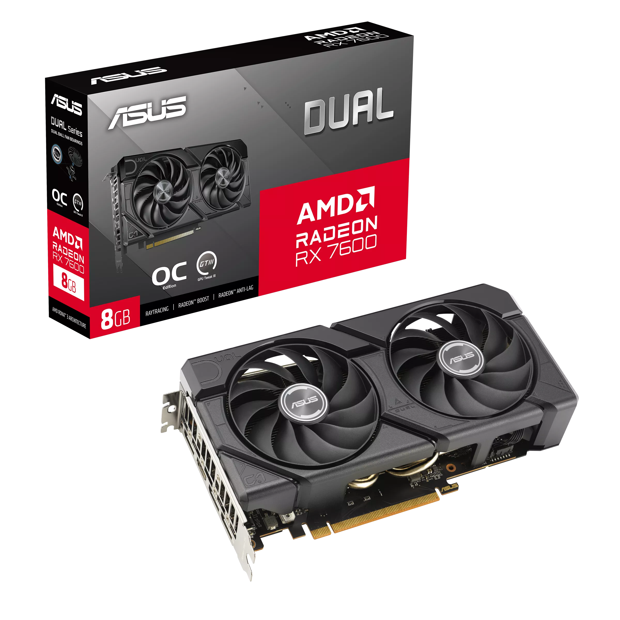 Видеокарта ASUS DUAL-RX7600-O8G-EVO 8GB, GDDR6/128-bit Видеокарта ASUS DUAL-RX7600-O8G-EVO 8GB, GDDR6/128-bit